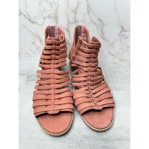 Vince Camuto Gladiator Sandals Womens Revey Coral Leather Open Toe Wedges - Picture 4 of 12